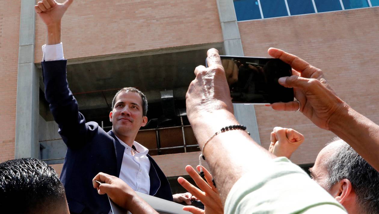 Venezuelan opposition leader Juan Guaido arrives in Caracas