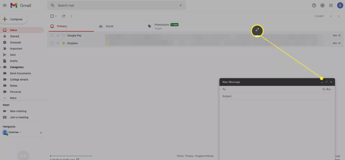 Compose your message in some bigger space in Gmail