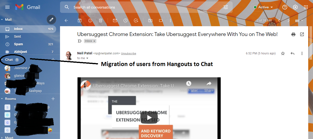 Migration of users from Hangouts to Chat gmail