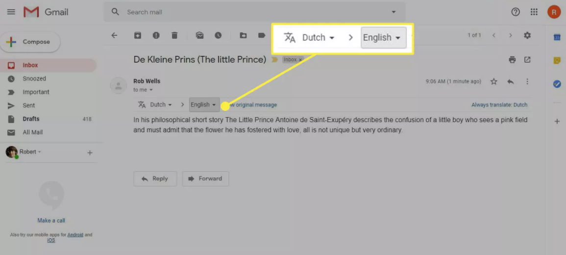 Translate in Gmail